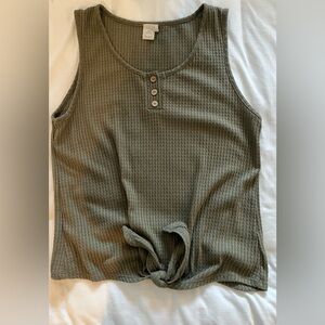 Paper Crane Green Ribbed Sleeveless Tank Top